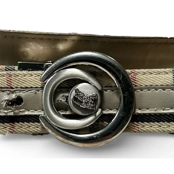 BURBERRY Canvas Belt Nova Check Plaid Made in Italy D-Ring Size 32 See Pics - Picture 2 of 9